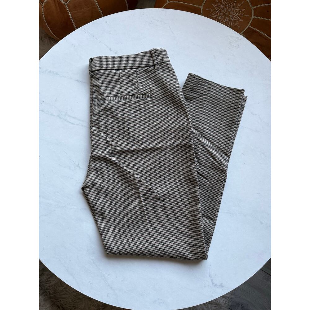 NWT Mango Brown Micro Check Skinny Crop Pants Womens 6 Career Stretch - Picture 6 of 10